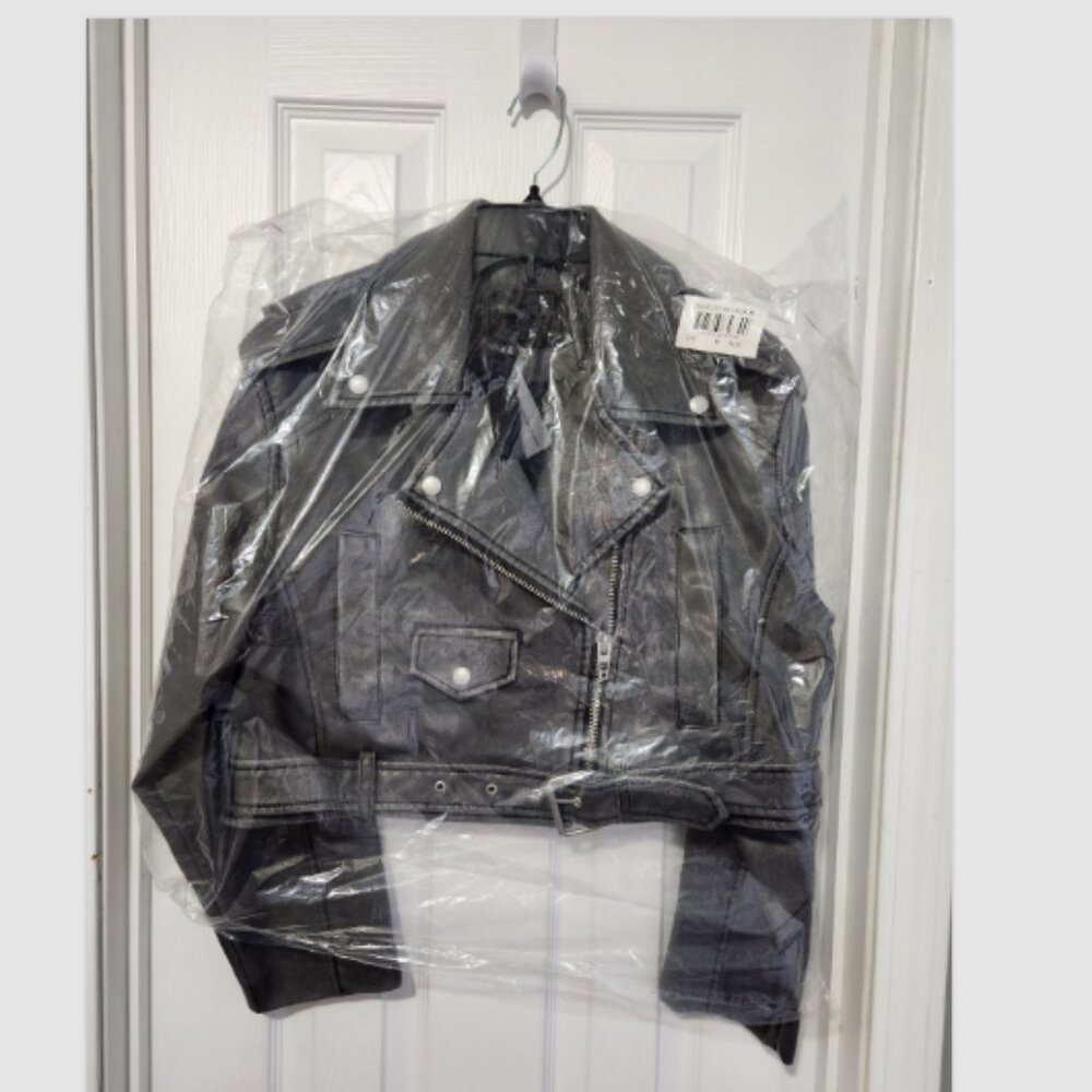 Blank NYC Faux Leather Crop Moto Belted Jacket - Picture 4 of 15